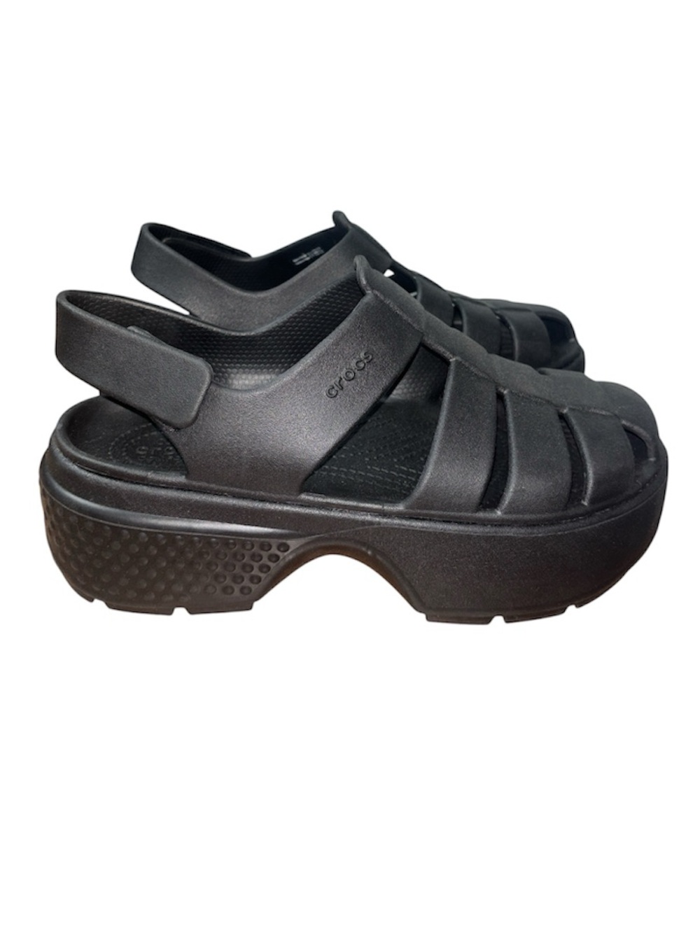 Crocs Black Fisherman Sandals Iconic Croc Comfort Adjustable Rubber Size 10
